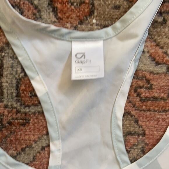 GapFit Pale Mint and White Patterned Racerback Running Tank Top - XS - Picture 3 of 4